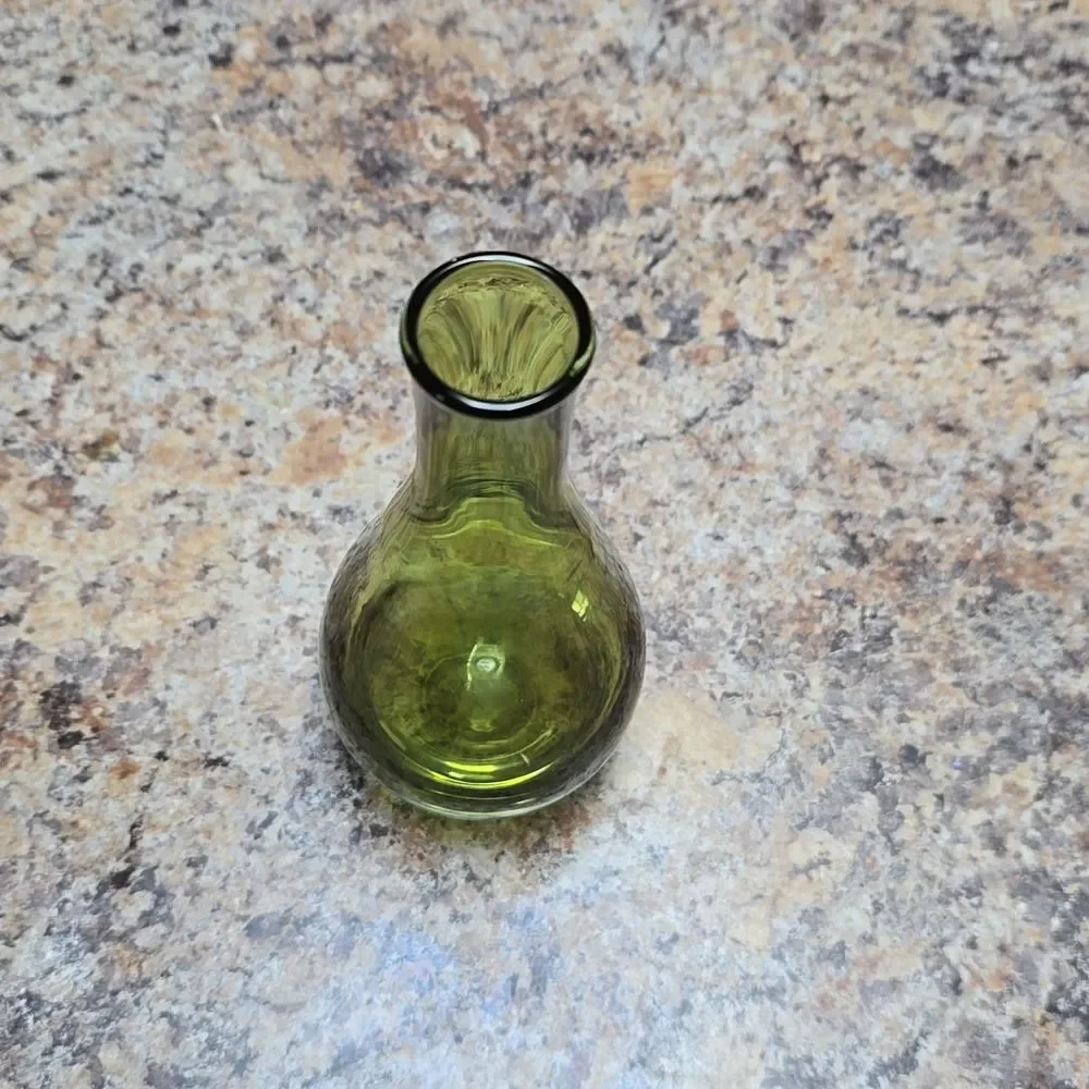 Green  Glass Bud Vase - small